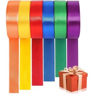 Lot De 6 Rubans De Satin Arc-En-Ciel Multicolores En Tissu - 10 M X 5 Cm - À Suspendre - Pour Bricolage,Emballage Cadeau,Bricolage,Anniversaire,Fête,Décoration De Fond - Neuf