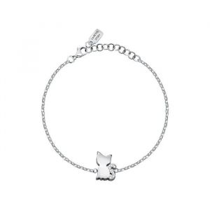 Bracelet Femme - La Petite Story - Chat En M&eacute;tal Blanc - Accessoire De Mode &Eacute;l&eacute;gant Et Tendance - Neuf