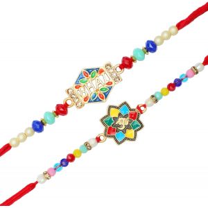 Kal-Set Of 2 Rakhi For Brother Rakhi Thread Bracelets For Bhai Bhabhi Bhaiya And Bhatiji Veera Raksha Bandhan Rakhi Set Dora Bracelet Kalwa With Gift Pack For Brother Sister Indian Traditional Festiv - Neuf