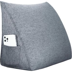Ulteronixshop-Coussin triangulaire en forme de coin - Coussin de dossier confortable en lin pour lire ou s'asseoir, coussin de soutien polyvalent pour canap&eacute;, lit et d&eacute;tente (Gris, 45 x 20 x 35 cm) - Neuf