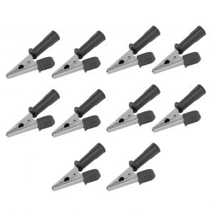 XYONG Pinces crocodiles isolees en laiton, 10 pieces, avec douille de 4 mm, ouverture de 10 mm, 20 A, J.60046, noir - Neuf