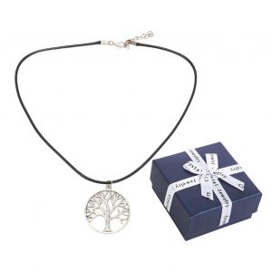 Collier Arbre De Vie En Alliage, 34 Mm De Diametre, Style Retro, Couleur Argent Et Noir, Pour Homme - Neuf
