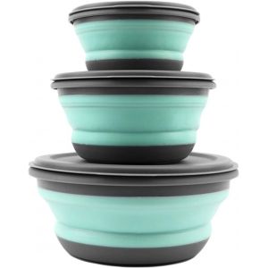 Tianyi-Ensembles Silicone Lunch Box, Pliant Box 3 Pcs Bol Saladier Avec Couvercle, Voyage Pliable Pour Cuisine Camping En Plein Air De Randonnée - Neuf