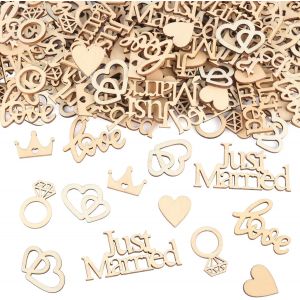 Sjzg-Lot De 120 Confettis En Bois, 6 Formes De D&eacute;coration &Agrave; Disperser Pour Mariage, Fian&ccedil;ailles, Saint-Valentin - Neuf