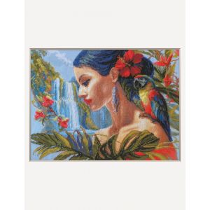 Kit Point De Croix Compt&eacute; Aine "M&egrave;re Nature. Tropiques" 40x30 Cm - Neuf