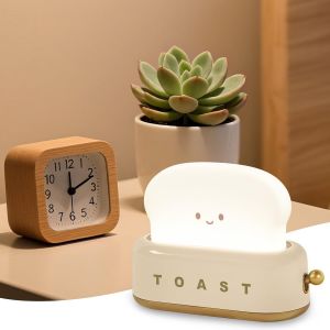 Veilleuse Toast Led,Veilleuse Bébé Veilleuse Enfant Lampe De Chevet Réglable Avec Minuterie, Veilleuse Enfant Rechargeable Cadeau Pour Garçon,Bébé,Fille,Jaune - Neuf