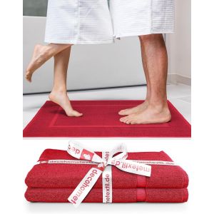 Kal-Decohometextil - Lot De 2 Tapis De Bain Bordeaux En 100 % Coton - De Qualité Supérieure - Doux Et Absorbants - Neuf