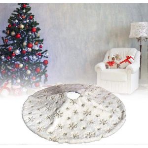 Jupe d'arbre de Noël,flocon de neige argenté Jupe d'arbre de Noël Festival décores fournitures pour les vacances - Neuf