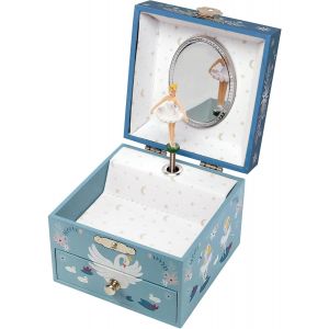 Trousselier - Ballerine - Bo&icirc;te &Agrave; Musique Fille - Boite &Agrave; Bijoux Musicale Phosphorescente - Id&eacute;al Cadeau Naissance, Anniversaire Ou Bapteme Fille - Brille Dans La Nuit - Musique Le Lac Des Cygnes - Neuf