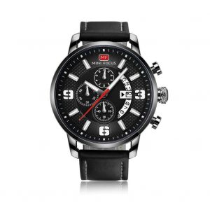 Mini Focus Hommes Chronographe Multifonction Bracelet En Cuir &Eacute;tanche Montre &Agrave; Quartz (Blanc + Noir) - Neuf