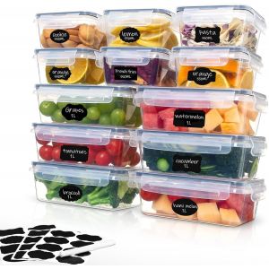 Mevronisshop-Lot De 12 Bo&icirc;tes De Conservation Alimentaire, Bo&icirc;tes Herm&eacute;tiques Plastiques Sans Bpa, Rangement Cuisine Et Maison, Contenants Alimentaires Micro-Ondes Et Cong&eacute;lation, 6 X 1l + 6 X 500ml - Neuf