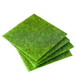 4pcs Réaliste Fée Gazon Artificiel Tapis Herbe Pelouse Miniature Ornement Jardin Maison De Poupée Artisanat Pot 15 X 15cm (Vert) - Neuf