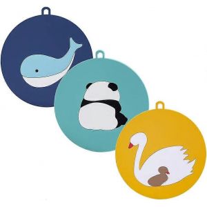 Set De Table Animal Pour Enfants,Set De Table Rond En Silicone Sets De Table Antidérapants Pour Bébé Tout-Petit,Lot De 3 - Neuf