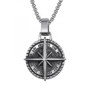 Qualité À La Mode Médaille Collier Pendentif Bateau Pirate Boussole Personnalité Homme Collier Pendentif Hip Hop Bijoux Tendance Bijoux - Neuf