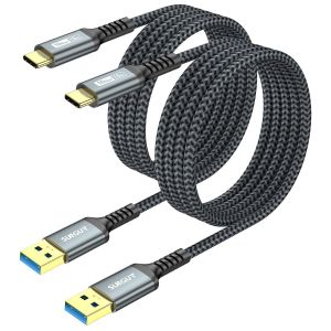 Câble USB C, 1,5m Câble USB A vers C 10 Gbps Câble en nylon tressé de Compatible avec iPhone 16/15 Pro Max, Galaxy S24 S23 S22, Android Auto - Neuf