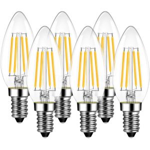 Kalanka-Ampoules Bougie &iquest;&iquest; Filament Led E14, 6w Equivalente &iquest;&iquest; Ampoule Halog&iquest;&iquest;Ne 60w, 806lm 2700k Blanc Chaud, Ampoule R&iquest;&iquest;Tro Vintage, Non-Dimmable, Paquet De 6 - Neuf
