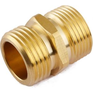 Raccord de tuyau en laiton robuste, 2 pièces ¿ 3/4"" GHT x 3/4"" NPT, anti-fuite, connexion rapide, rondelles en silicone incluses - Neuf