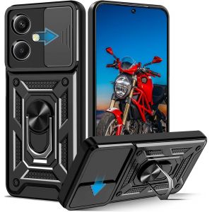Kal-Coque Pour Motorola Moto G54 5g, Protecteur De Caméra, Armure Rigide Housse 360° Metal Anneau Magnetic Support Antichoc Silicone Étui Pour Motorola G54 5g - Neuf
