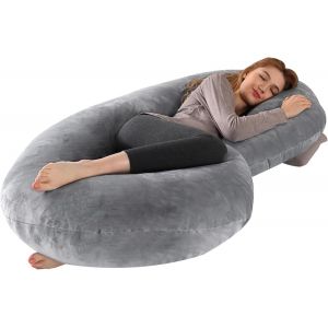 Coussin De Grossesse Pour Dormir En C, Coussin D'allaitement, Soutien Pour Le Dos, Les Hanches Et Les Jambes Des Femmes Enceintes, Coussins De Maternit&eacute; Et Corps Confort (Gris, Velours Cristal) - Neuf