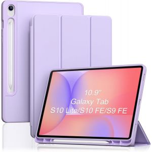 ELVORIX-Coque pour Samsung Galaxy Tab S10 Lite 10.9"" 2025/ S10 FE 10.9"" 2025/ S9 FE 10.9"" 2023, Housse de Protection Ultra-Fine avec Veille/R&eacute;veil Automatique et Fermeture Magn&eacute;tique -Violet Clair - Neuf