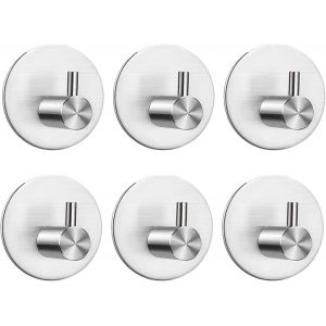 Eryi-Crochet Adhésif Mural, 6/4 Pièces Patère Murale Blanche Acier Inox Porte Serviette Salle De Bain, Accroche Autocollant Cuisine Salle De Bain (Couleur Argent-6) - Neuf