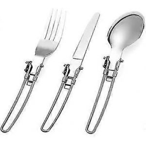 Ensemble De Couverts De Camping (Fourchette / Couteau / Cuill&egrave;re),Couteau Pliant Portable Fourchette Cuill&egrave;re Pour Le Camping En Plein Air Randonn&eacute;e Pique-,Argent - Neuf