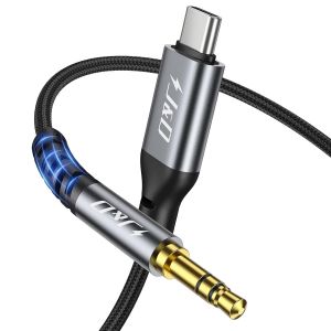 KALANKA-Adaptateur Audio USB C vers 3,5 mm, C vers aux Cordon Jack M&acirc;le pour Voiture, C&acirc;ble Auxiliaire Tress&eacute; en Nylon, Compatible avec les S&eacute;ries iPhone 16/17, Galaxy S24/S25, 2 m - Neuf