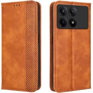 Kal-Coque Pour Poco X6 Pro 5g (6.67"" Inches), Etui Flip Folio En Cuir Pu Avec Interrupteur Magnétique, [3 Fentes Pour Cartes] [1 Portefeuille] Housse - Marron - Neuf