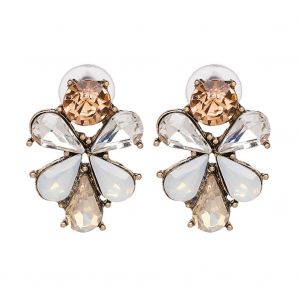 Boucles D'oreilles A Tige En Alliage Unique Et Delicat Pour Femme, Accessoire De Bijouterie En Forme De Fleur Avec Diamants - Neuf