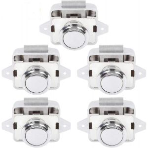 Bouton poussoir pour camping-car, loquet de porte, bouton de fermeture pour placard, camping-car, caravane, 5 pièces, argent - Neuf