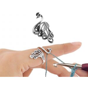 Anneau &Agrave; Laine Ajustable Motif Paon Pour Tricot Et Crochet - Lot De 2 - Neuf