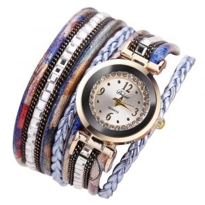 Duoya Femmes Multicouche Bracelet Montre-Bracelet Cha&icirc;ne Robe Montre Analogique &Agrave; Quartz (Bleu Royal) - Neuf