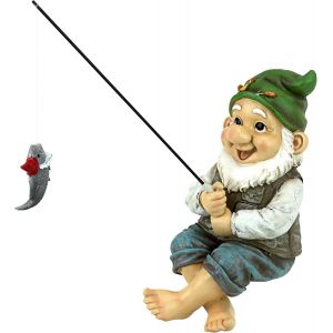 MEVRONISSHOP-QM2806500 Garden Gnome Statue - Ziggy la p&ecirc;che Gnome Sitter - Jardin ext&eacute;rieur Gnomes - Statues dr&ocirc;le Gnome Lawn - Neuf