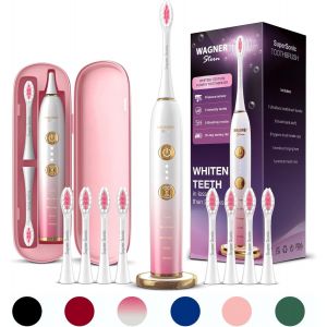 Whiten+ ¿ Brosse À Dents Électrique Avec Capteur De Pression, 5 Modes, 3 Intensités, 8 Têtes Souples, Moteur Puissant, Étui De Voyage Luxe Inclus - Neuf