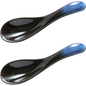 Kalanka-2 Pi&egrave;ces Cuill&egrave;re Asiatique, Cuill&egrave;res &Agrave; Soupe De Style Japonais En C&eacute;ramique, Cuill&egrave;res &Agrave; Soupe Ramen, Cuill&egrave;re Chinoises En C&eacute;ramique, Pour Ramen Pho Miso Wonton Nouilles Riz C&eacute;r&eacute;ales - Neuf