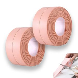 2 Pièces Ruban d'étanchéité auto-adhésif(Rose), ruban imperméable, ruban d'étanchéité auto-adhésif, Ruban d'étanchéit,cuisine, salle de bain toilettes baignoire ruban d'étanchéité pour joint d'écart - Neuf