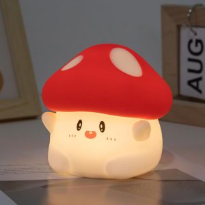 Hug Veilleuse En Forme De Champignon, Batterie De 50 Heures Et Contr&ocirc;le Des Tapotements, Lampe Spongieuse Pour Chambre D'enfant, Fille, Rechargeable Par Usb Avec Minuterie, Cadeau De - Neuf