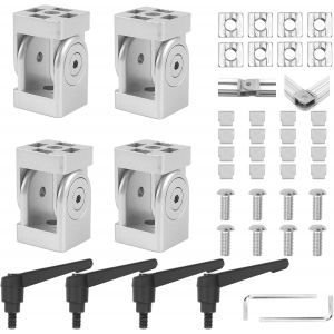 Lot de 4 connecteurs coud&eacute;s r&eacute;glables en aluminium 3030/4040 - Connecteur articul&eacute; avec levier de serrage - Charni&egrave;re flexible pour imprimante 3D - Profil d'extrusion en aluminium selon la norme - Neuf