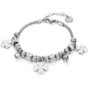 Bracelets Pop-Corn Pour Femmes, Bracelet En Acier Inoxydable À Maillons En Acier Inoxydable Avec Pendentif À Breloque Avec Cristal - Neuf