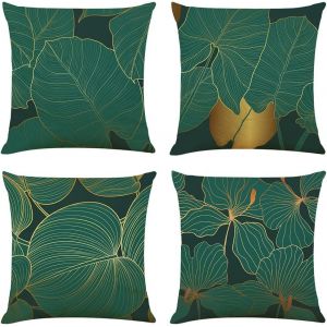 Modèle D'un Côté Housse De Coussin 45x45 Vert Taies D'oreiller En Lin Coussins De Canapé Décoratifs Lot De 4 Jungle Vert Foncé Housses De Coussin Décoratives Moderne - Neuf