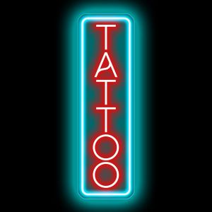 Cheng-"Led Neon Sign Tattoo Shop Nuit Décoration Murale Glace Bleu Et Rouge Personnalisé (5.91x16.54 Pouces) - Neuf