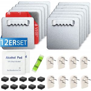 Lot de 4 crochets autocollants pour photos - Sans per&ccedil;age - 6 x 8 cm - Jusqu'&agrave; 6 kg - Pour photos lourdes - Support mural - Verre acrylique - Plaques composites en aluminium avec 25 appareils - Neuf