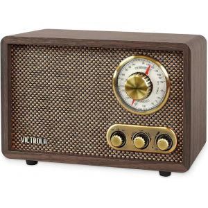 VornixorSarlshop-Willow Retro Wood &iquest; Radio Bluetooth avec haut-parleurs int&eacute;gr&eacute;s, design &eacute;l&eacute;gant et vintage, cadran rotatif AM/FM, contr&ocirc;le des basses et des aigus, streaming sans fil, expresso - Neuf