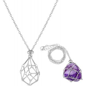 Kal-Cage De Collier En Cristal, Support De Pierre Précieuse Vide Réglable Pour Collier, Support De Cage En Cristal En Acier Inoxydable Pour Bijoux De Collier Diy - Neuf