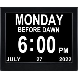 ChenQuanSarl-Horloge Numérique De Jour De 20,3 Cm Sans Abréviations Jour Et Date Démence Vision Démence Calendrier Horloges Parfait Pour Les Personnes Âgées Noir - Neuf