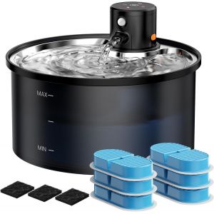 Fontaine A Eau Chat Sans Fil: Fontaine À Eau Pour Chat À Pile - 3,2l Fontaine Eau Chat Avec Detecteur De Mouvement - Silencieuse Distributeur Eau Pour Chat Et Chien - 6 Filtres + 3 Éponges - - Neuf