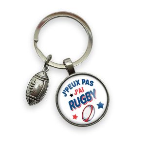 Nbgcm-Porte-Clés Rugby « J'peux Pas J'ai Rugby » Avec Cabochon Et Breloque Ballon U2013 Cadeau Idéal Pour Rugbyman - Joueur De Rugby - Création - Neuf
