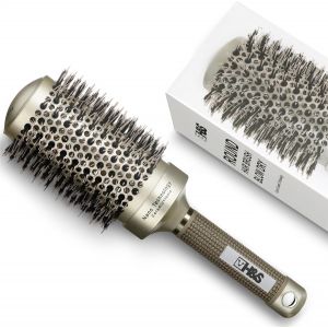 Brosse Ronde Pour Séchage-53mm - Brosses De Coiffure En Ceramique Et Poils De Sanglier-Technologie Volume Ionique & Nano Professionnelle-Brosse Brushing Professionnel Doré - Neuf