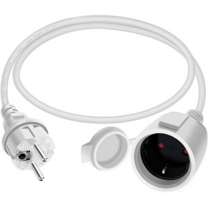 Cable Extension Electrique Schuko 16A 250V Cable D'extension Schuko Courte avec Caoutchouc Imperm&eacute;able, 2 AC Prise IP44 pour Utilisation Ext&eacute;rieure ou Int&eacute;rieure (Blanc, 0.3m) - Neuf
