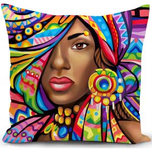 Cauc-Housse De Coussin Canape Decoration Salon Afrique Cadeau Femme Housse Coussin Pour Canap&eacute; African 40x40 Cm Chambre Deco Exterieur Decoratif - Neuf